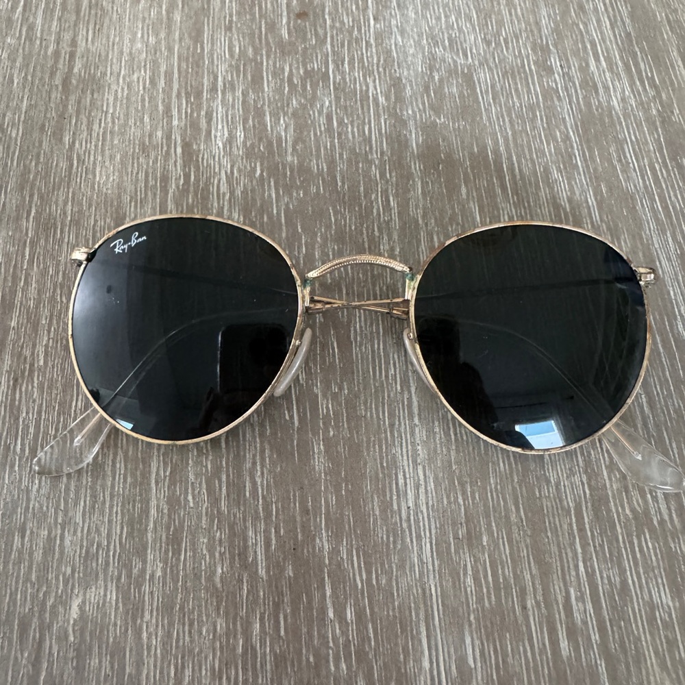 Ray-Ban Gold Frame Sunglasses with Black Lenses